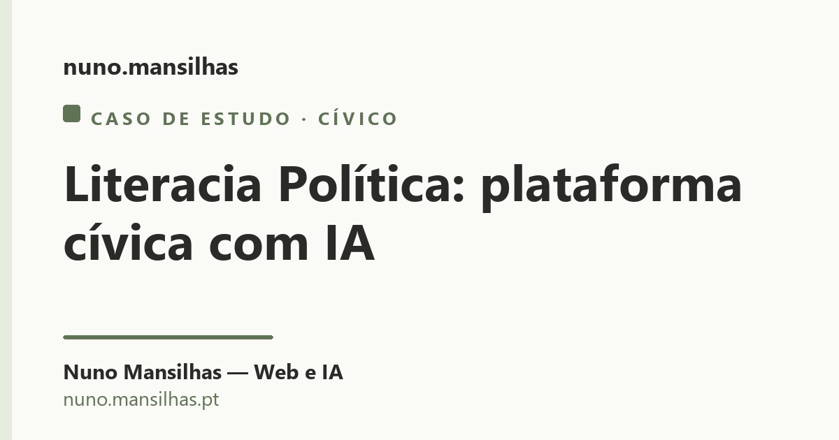 Literacia Política: caso de uma plataforma cívica com IA e dados abertos