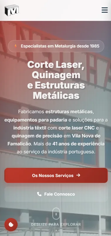 O mesmo site no telemóvel — versão mobile real
